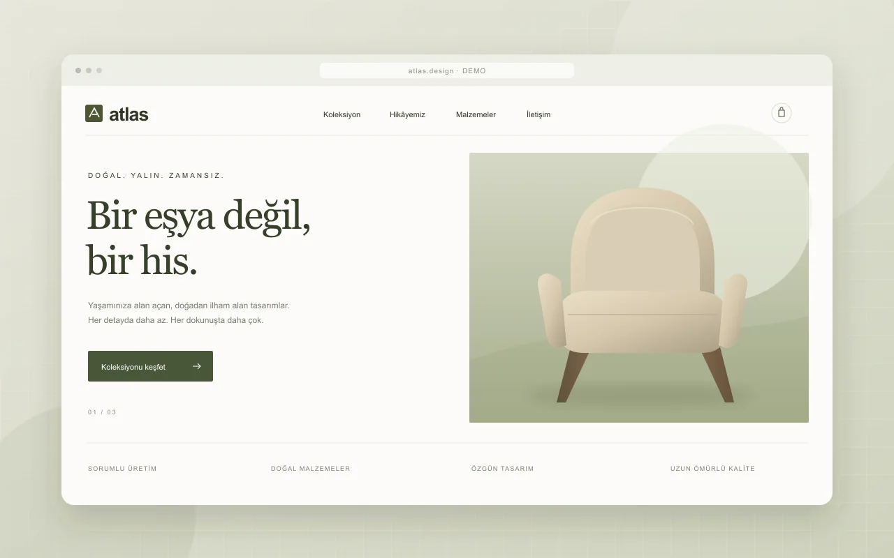 Atlas Living örnek arayüz tasarımı
